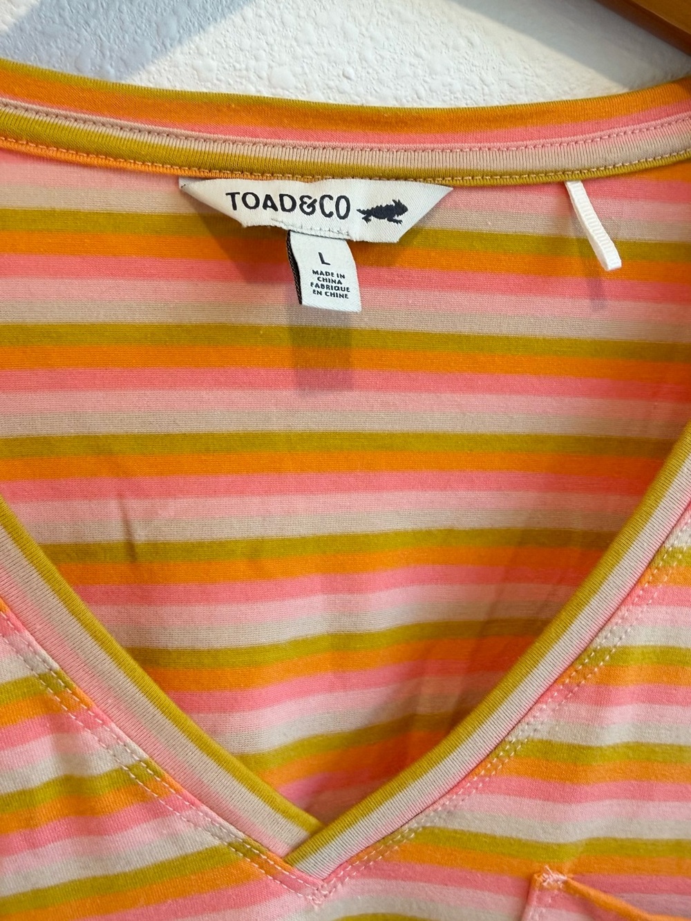 TOAD & CO Maisey Long Sleeve T in Papaya Bold Stripe Size L